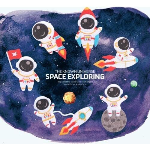 Cute spaceman Embroidered Patches Adhesive Clothes Applique Patchwork For Cell cover Kids Bags Hat Dress Clothes DIY Accessories