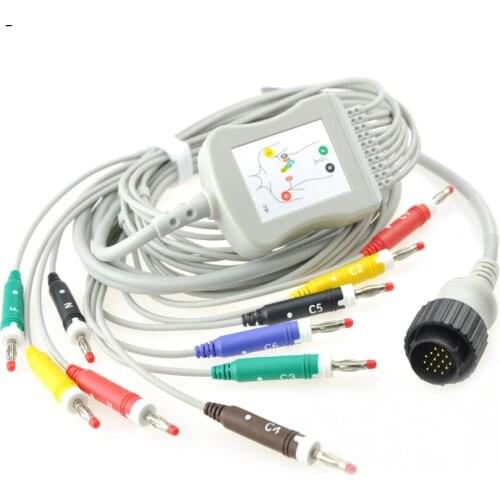 Compatible Kenz delta 1 PC-104 10 lead EKG cable with Leadwires,Banana 4.0mm,IEC