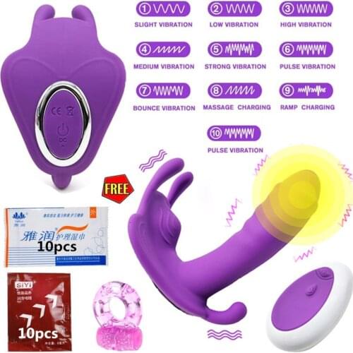 G Spot Clitoris Stimulator Butterfly Vibrator Dildo for Women Orgasm Masturbator Remote Vibrating Panties Wearable Dildo