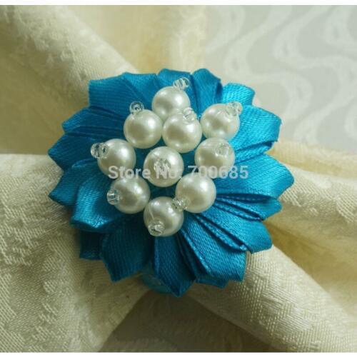 Pearl beaded flower napkin ring bulk wedding,plastic napkin holder