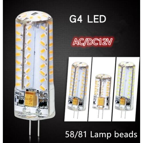 LED G4 58/81 AC/DC12V Silica Gel IP55 Waterproof Dust-Proof G4 Crystal Lamp SMD 3014 2/3.5W 180LM /300LM Safety