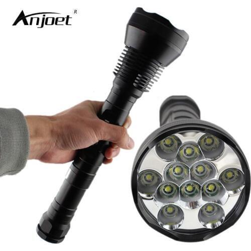 ANJOET High Brightness led flashlight 12T6 12x XML T6 torch 26650 18650 for Outdoor Sports Camping adventure