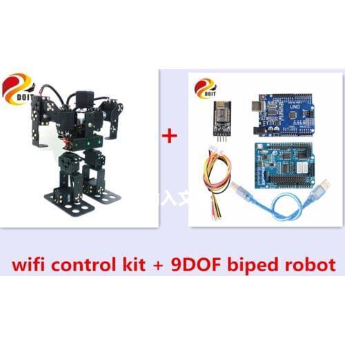 SZDOIT WIFI Control 9DOF Metal Walking/Biped Humanoid Robot Kit RC Smart Robotic Frame with Servos Educational for Arduino