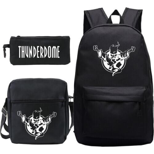 Thunderdome 3Pcs/Set Backpack Pencil Case Shoulder Bag Back to School Gift for Students Daily Use Bookbags for Teenagers