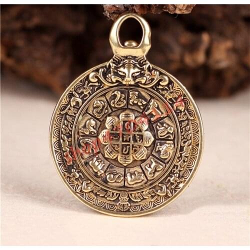 Tibets pure brass nine palaces and eight diagrams signify peace good luck and exquisite ornaments for men and women