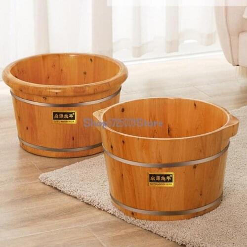 Cedar Foot Bath Bucket, Wooden Foot Soaking Bucket, Household Solid Wood Insulation Foot Basin, No Plug-in, Small Foot Small Woo