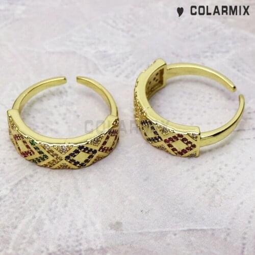 8 PIECES Geometric rings bang-rings for women rainbow zircon jewelry accessories fashion gift for women 51180