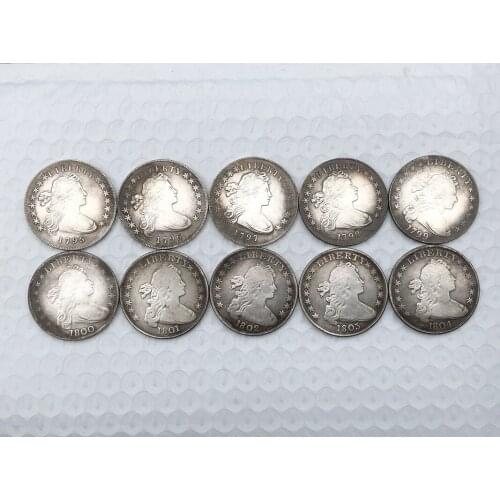 10 Different Years of American Brass Silver-plated Commemorative Coin Gift Lucky Challenge Coin