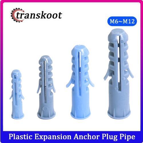 10pcs M6 M8 M10 M12 Plastic Pipe Expansion Wall Plugs Screw Anchor Plug without Steel Screw