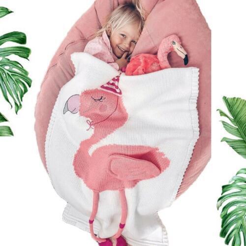 2018 Toddler Boys Girls Knitted Blanket Flamingos Sleeping Swaddling Blankets Baby Bed Cover Soft Bath Towel Kids Wrap Beach Mat
