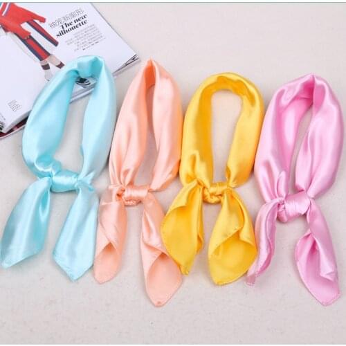 2021 New Fashion Silk Square Scarf For Women 60cm Satin Neck Hair Tie Band Bag Warp Soft Neckerchief Hijabs Head Female Foulard