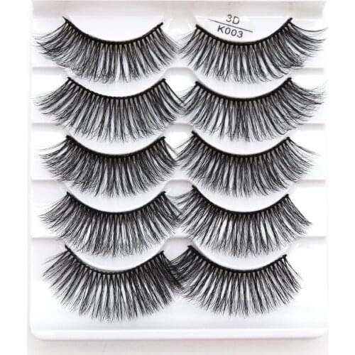 5 Pairs 3D Faux Mink Hair Soft False Eyelashes Fluffy Wispy Long Thick Lashes Handmade Soft Eye Lash Makeup Extension Tools