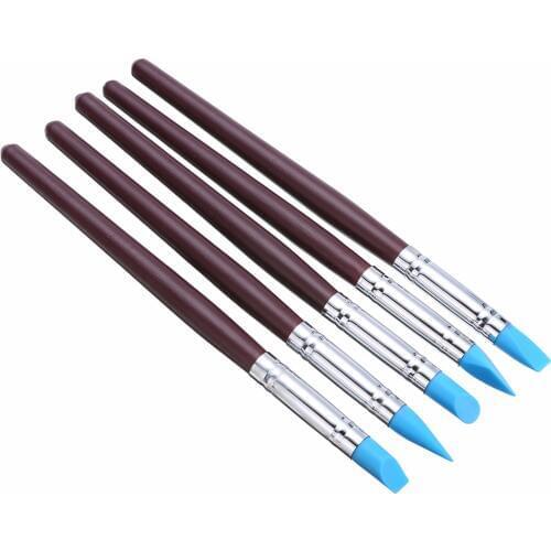 5pcs Wood Handle Polymer Clay Tools Carving Craft Brush Pottery Tools Clay Sculpture Pottery Ceramics Tool for DIY Craft