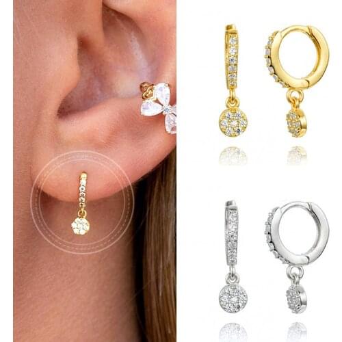 925 Sterling Silver Ear Buckle Exquisite Crystal Pendant Minimalist Hoop Earring Fashion Elegant Jewelry For Women Birthday Gift