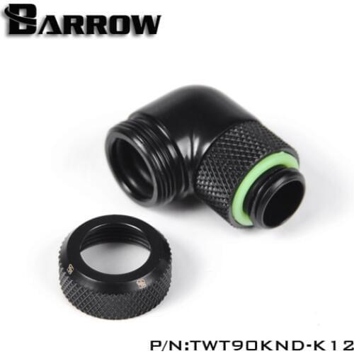 Barrow TWT90KND-K12 / TWT90KND-K14, 90 Degree Rotary Fixed Hose Fittings, G1 / 4 Adapter For OD12mm / 14mm Hard Tubes