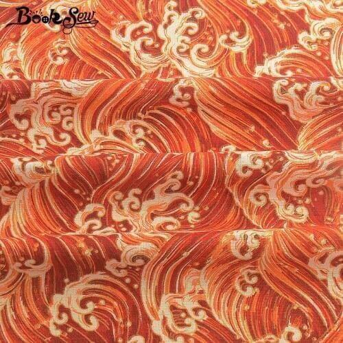 Booksew Telas Por Metro Algodon Ankara Cotton Linen Quilting Fabric Printed Patchwork Sewing Textile Waves Zakka Curtain Tecido