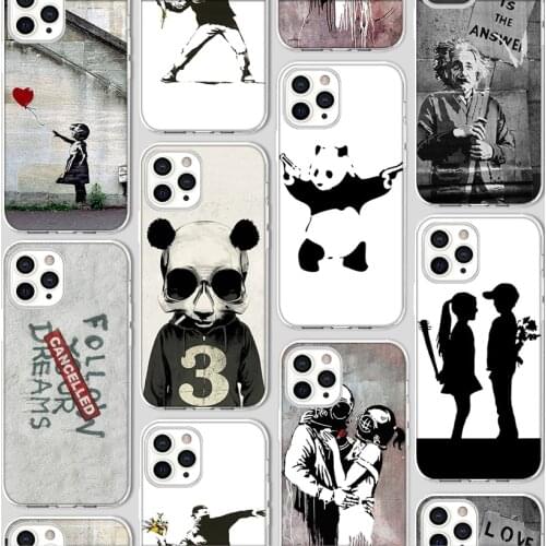 Ciciber Funda Case for Iphone 12 Case for IPhone 12 11 Pro XR 7 X XS Max Mini 8 6 6S Plus 5 5S SE 2020 Silicone Coque Art Banksy