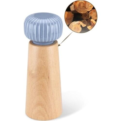 Wood Salt and Pepper Mill with Strong Adjustable Ceramic Grinder Rotor Manual Pepper Shakers Kitchen Supplies