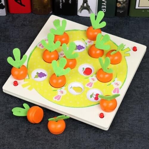 Children Cute Carrot Memory Chess Wooden Board Game Learning Education Parent-child Interaction Toys Gifts for Kids