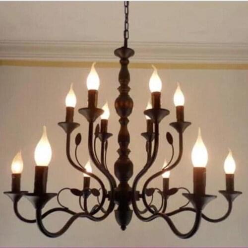 European Garden Industrial wind village villa living room chandelier retro restaurant bedroom lamp Jane Black Iron Chandelier