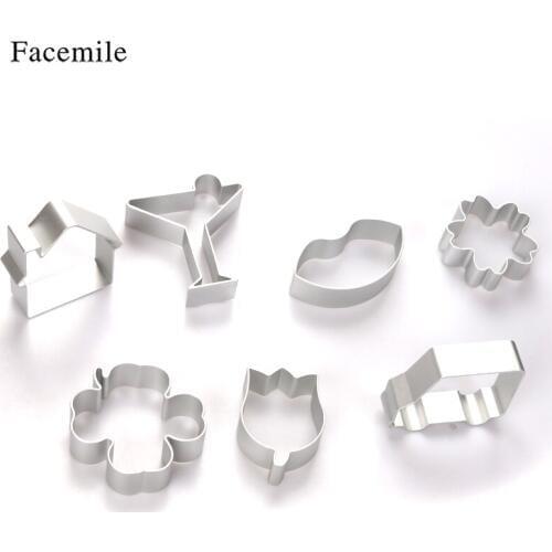 Facemile 7PCS Party Shaped Christmas For Kitchen Decor Tool Aluminium Alloy Fondant Cookie Cake Sugarcraft Cutter Free Shipping