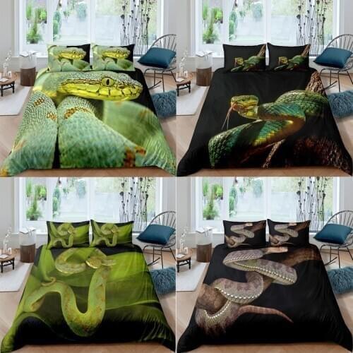India Snake 3D Print Bedding Sets 2/3pcs Warm Duvet Cover 140x200 Luxury Home Textile Boys Decorative Bed Lines Twin Single Size