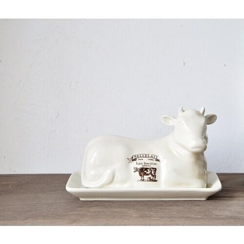 Cow Butter Box Cute Animal Plate Snack Tray Dessert Plate Carved Animal Design