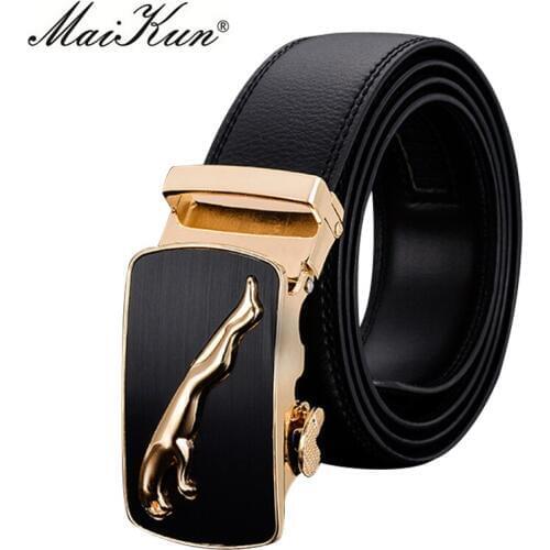 Leopard Automatic Buckle Cowhide Leather Belts for Men Designer Belt Men High Quality Luxury Silvery Golden Strap Male for Jeans