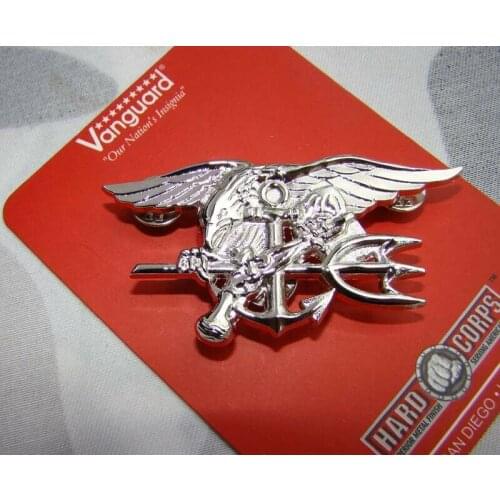 US NAVY SEAL EAGLE ANCHOR TRIDENT METAL BADGE INSIGNIA silver CLASSIC MILITARY military Store