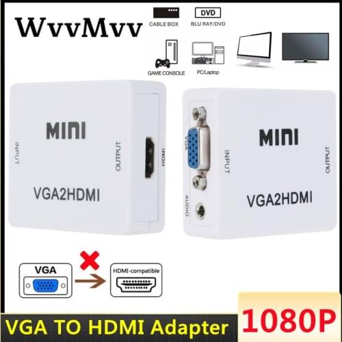Mini VGA to HDMI-compatible Converter VGA2HDMI Video Box Audio Adapter 1080P For Notebook PC HDTV Projector TV Portable