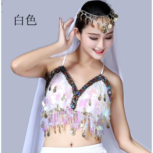Fashion Women Sexy Belly Dance Sequin Beaded Bra Top Clubwear Party Costumes Sequin Tassel Stage Performance Top Wear Costume