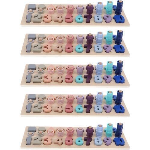 5 Set Wooden Number Matching Block Toy For Children Intellectual Development Number Matching Block Toys