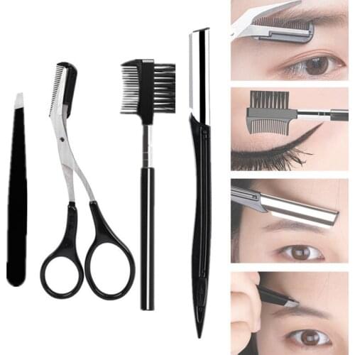 5Pcs Professional Eyebrow Trimming Tool Set Tweezer Eyelash Cutter Eyebrow Clipper Stainless Steel Eyebrow Makeup Scissors