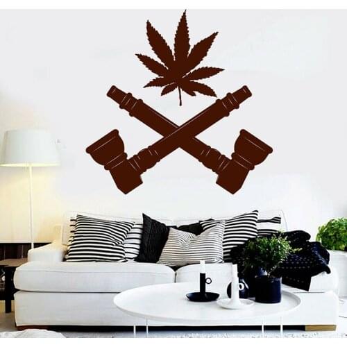 Hemp Smoke Tube Wall Decal Smoking Hippie Vinyl Window Glass Stickers Man Cave Bedroom Cool Home Decor Removable Mural S1308