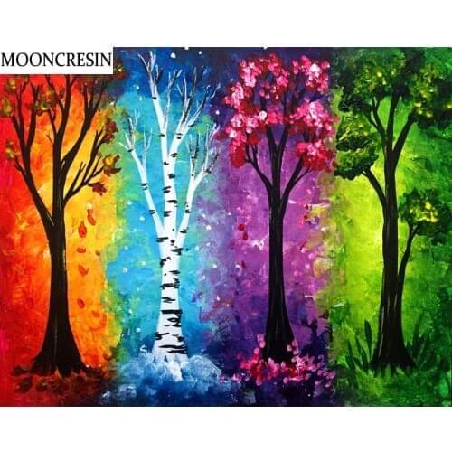 New 5D Diy Diamond Painting Needlework Landscape Four Seasons Tree Diamond Embroidery Cross Stitch Mosaic Arts Christmas Decor