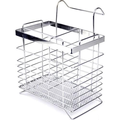 Stainless Steel Hanging Chopstick Cage Reinforced Kitchen Supplies Cutlery Storage Tool Square Can Be Drain Racks