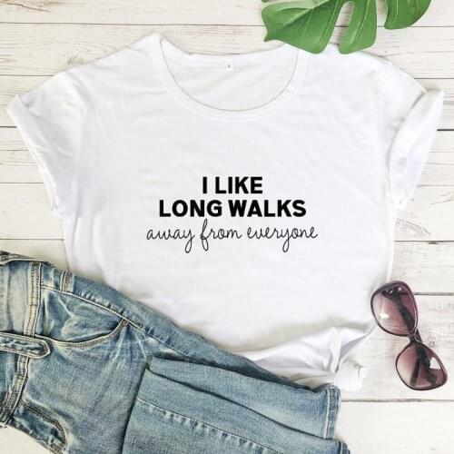 I Like Long Walks Away From Everyone T-shirt Casual Unisex Short Sleeve Social Distancing Tshirt Funny Women Quarantina Top Tee