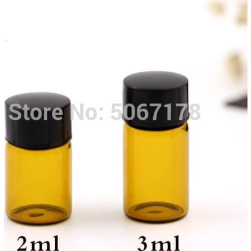 50/100pcs 2ml/3ml Empty Glass Essential Oil Bottle Refillable Brown Glass Perfume Oil Vials Sample Test Bottle Free Shipping