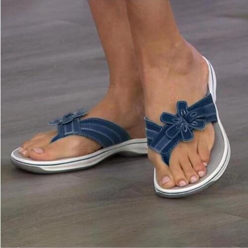 Plus Size Sandals Women Summer 2021 Comfortable Flat Casual Flip Flops Women Flower Soft Bottom Beach Slippers Roman Sandals