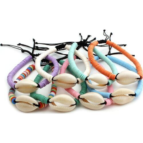 Multicolor Bohemian Shell Tassel Bracelet 8 colors Ehthic Beach Boho Statement Cotton Rope Chain Woven Bracelet for Women