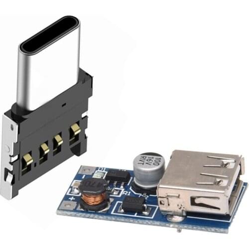 Retail DC-DC 0.9-5V 600MA Voltage Step Up Boost Module USB Charger Blue with Type-C USB-C To USB 2.0 OTG Adapter for Xiaomi Mi A