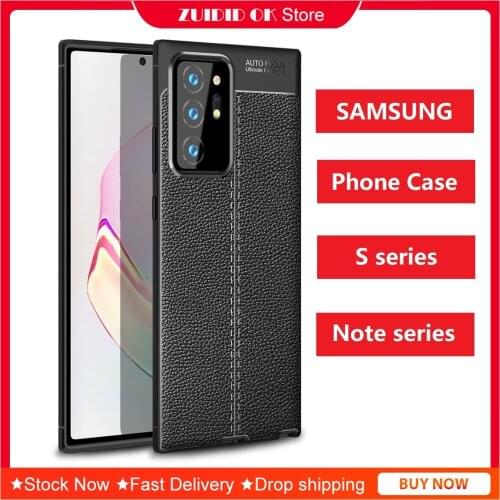 [With Holder And Lanyard] Plain Protective Case Cover for Samsung Note 8 9 10 20 Galaxy S8 S9 S10 S20 Plus S21 Ultra Phone Case