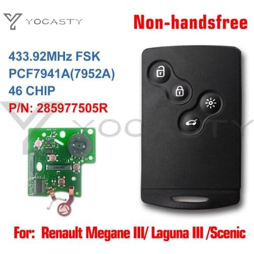 YOCASTY 433MHz FSK PCF7941A Smart Card For Renault Megane III Fluence Laguna III Scenic 2009 1010 2015 Non-HandsFree Keyless