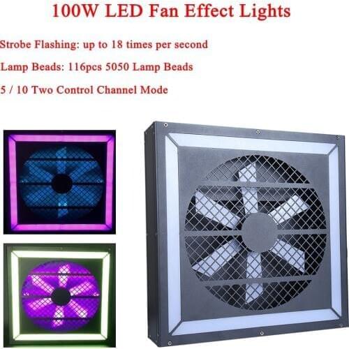 100W LED Whirlwind Strobe Stage Effect Lighting DMX512 Disco DJ Bar KTV Sound Activated Lamp Music Stage Fan Effect Lighting