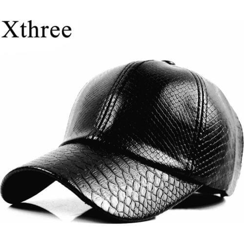 Xthree fashion Baseball Cap women fall faux Leather cap hip hop snapback Hats For men winter hat for women