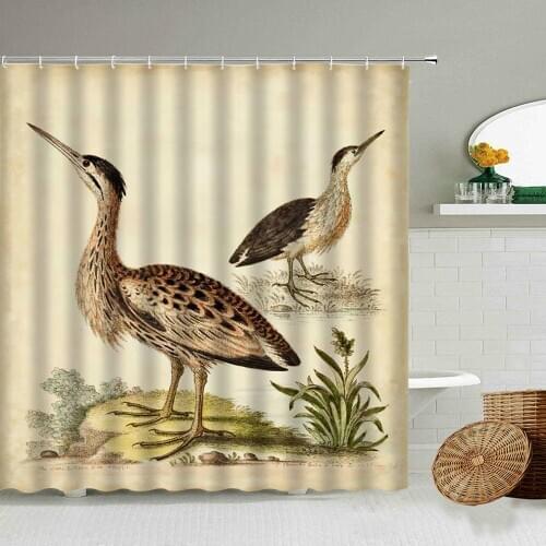 Wild Animal Eagle Bird Plant Pattern Shower Curtain Retro Art Bathroom Design Bathtub Accessories Waterproof Partition Screen