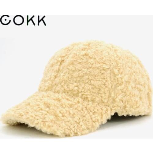 COKK Autumn Winter Baseball Cap Women Snapback Hats For Women Thick Warm Plush Baseball Cap Hip Hop Hat Female Casquette Gorra