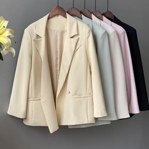 2021 New Autumn Office Ladies Blazer Jacket and Coats Casual Solid Korean Women Long Sleeve Button Loose Suit Cardigan Chic