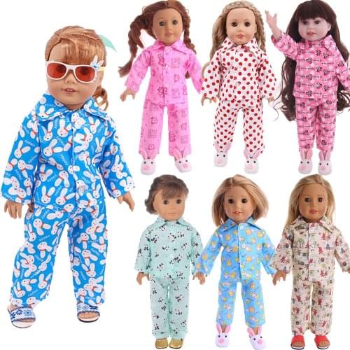 Animal Polka Dot Pajamas Doll Clothes For 18 Inch American Doll Girl&43Cm Born Baby Doll,Our Generation Girls Christmas Gifts