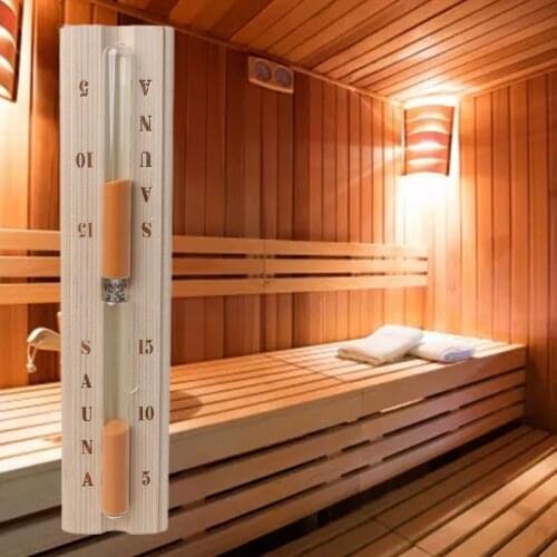 13MA 15 Minutes Sauna Hourglass, Sauna Sand Timer Wall-Mounted Sand Hour Glass with Robust Heat-Resistant Glass for Sauna